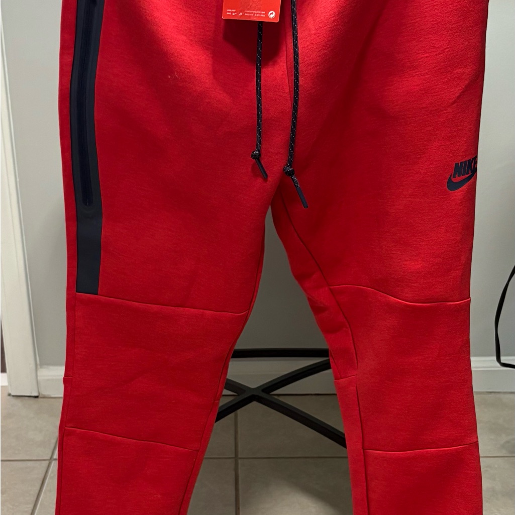 Nike Red Men's Sweatpants Joggers With Black Details